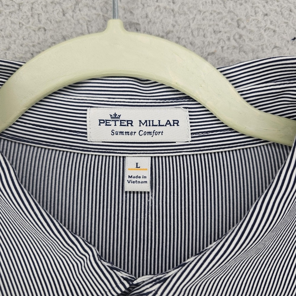 Peter Millar Polo Shirt Mens L Blue Striped Summer Comfort 2020 PGA Harding Park - Picture 3 of 10